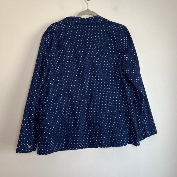 Talbots Polka Dot Utility Field Jacket Size XL Navy Blue Snap Cinch Waist NWT - Picture 2 of 7